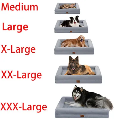 M L XL XXL XXXL Gray Orthopedic Foam Dog Bed Memory Foam 4-Side Bolster Pet Sofa • $34.99