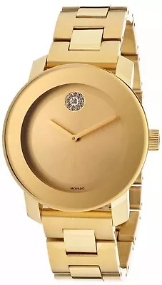 Movado Bold Yellow Gold Tone Crystal Dot 36mm 3600104 Stainless Steel Watch • $102.50
