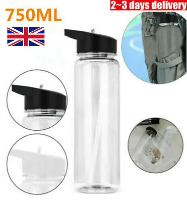 £6.79 • Buy 750ml Water Bottle With Straw Plastic Free Leakproof Sport Portable Drinks Mug