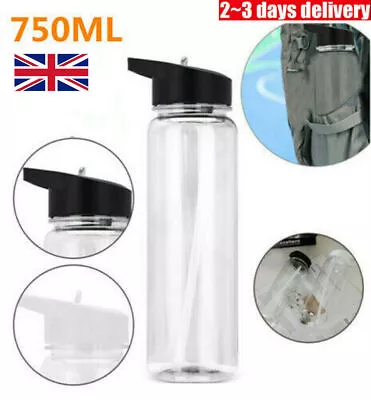 750ml Water Bottle With Straw Plastic Free Leakproof Sport Portable Drinks Mug • £5.79