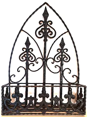 Vintage Cast Iron Ornate Scroll Wall Hanging Planter • $50