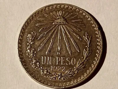Mexico Un/One/1 Peso - 1922 Nice Grade - 0.720 Silver (free Postage) • £22.99