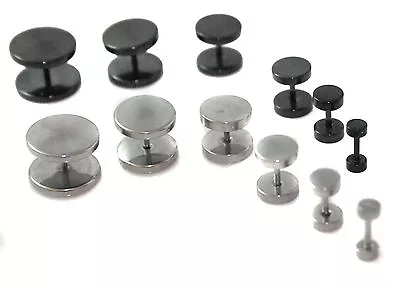 SINGLE 316L Stainless Steel Fake Cheater Mens Ear Plug Earring Stud Stretcher • £2.99