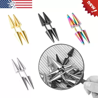 Men Women Punk Hip Hop Stainless Steel Piercing Screw Earrings Spike Ear Studs • $4.89