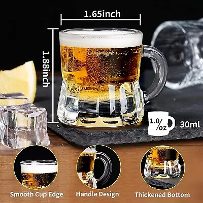 Mini Beer Mugs 1 Oz Clear Plastic Shot Glasses Beer Mug With Handles • $20.99