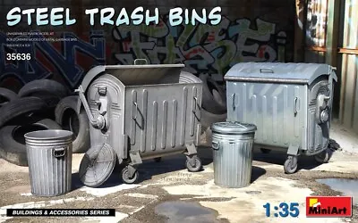 MIN35636 - Miniart 1:35 - Steel Trash Bins • £15.50