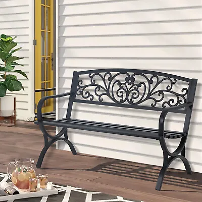 Outdoor Patio Chair Metal Bench Garden Furniture Deck Backyard Park Porch Seat • $103.22
