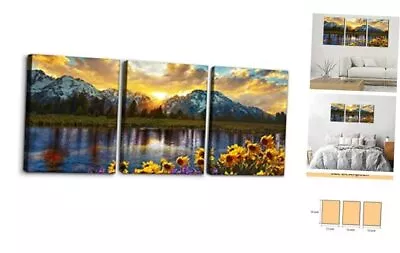 3 Pieces Mountain Canvas Wall Art For Living 12  X 16  X 3 Panels Wallart-12 • $41.12