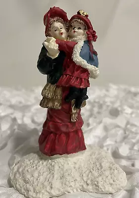 Mervyns Christmas Village Square Accessories Lady Dancing With Girl W Hats NICE! • $12.99