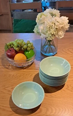 £5.99 • Buy 12 X Vintage/Utility Woods Ware Beryl Mint Green Cereal/Fruit/Dessert Bowls