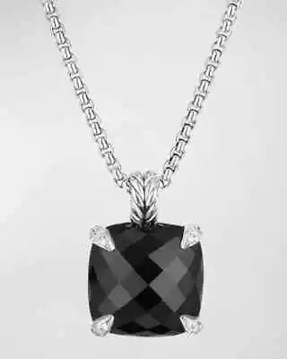 DAVID YURMAN 18  Chatelaine Necklace 14mm Black Onyx & Diamond Pendant • $404.99