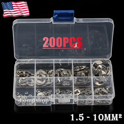 200PCS E Clips C Circlip Retaining Ring Assorted 1.5 - 10mm² Stainless Steel Kit • $9.72