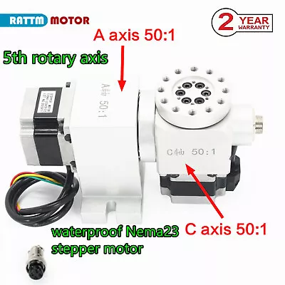 Rotary 5th Axis 4th A C Axis CNC Dividing Head 50:1 Harmonic Reducer Gear Box • $525