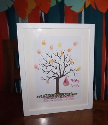 £5.99 • Buy Personalised Baby Shower Print A4 Boy/Girl Tree Fingerprint Guest Book +Ink Pad