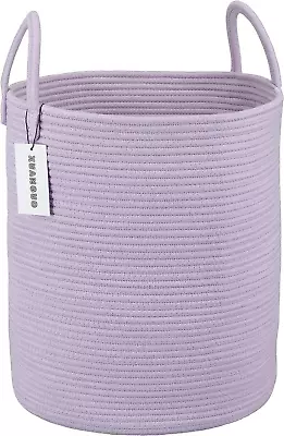 XUANGUO Rope Laundry Basket Hamper For Clothes Woven 15 X18  Light Purple  • $45.61