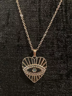 $10 • Buy 14k Gold Turkish Evil Eye Necklace Heart Pendant