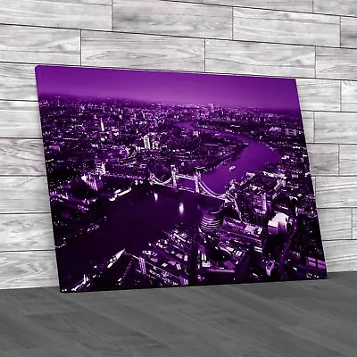 London Skyline Purple Canvas Print Large Picture Wall Art • £14.95