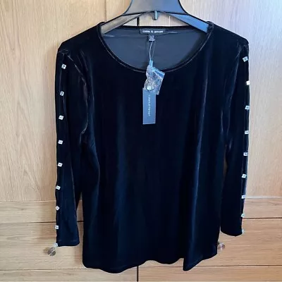 Brand New With Tags Cable & Gauge Black Velvet Top Crystals On Sleeves • $16