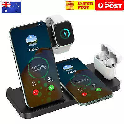 $36.09 • Buy Wireless Charger Dock Charging Station 4 In 1 For Apple Watch IPhone 13 12 11 XS