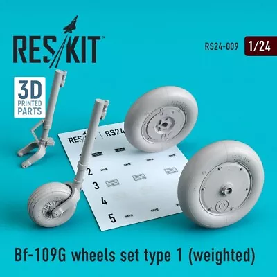 1/24 ResKit RS24-0009 Bf-109G Wheels Set Type 1 (weighted) • $18