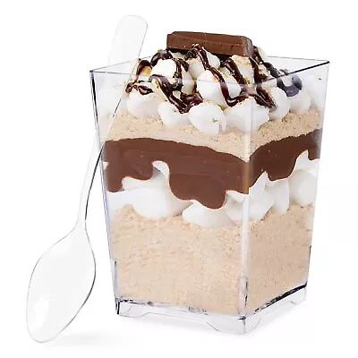 4 Oz Square Dessert CupClear Plastic Parfait Appetizer CupsMini Square Dess... • $25.66