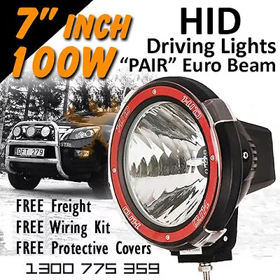 HID Xenon Driving Lights - 7 Inch 100w Euro Beam 4x4 4wd Off Road 12v 24v • $256.72