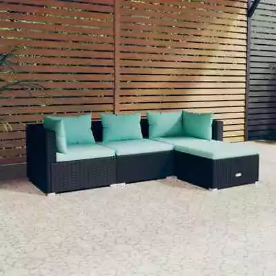 VidaXL 4 Piece Garden Lounge Set With Cushions Poly Rattan Black AU • $805.42