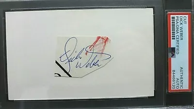 Dick Weber (d.2005) PBA Tour Bowler Signed 3x5 Card PSA Authentic Cut Autograph  • $256.43