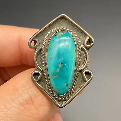 Vintage Navajo Native Turquoise Silver Ring Size 8 • $195