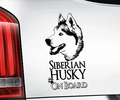 £3.99 • Buy Husky - Car Window Sticker - Siberian Dog On Board Sign Art Decal Gift - V01BLK