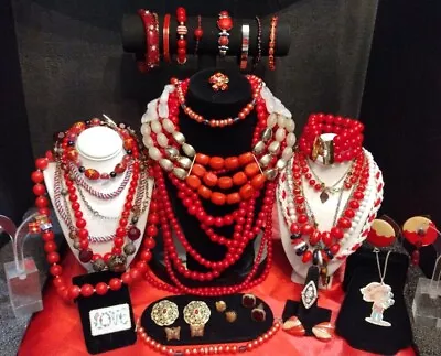 ❣️❣️❣️ALL VINTAGE Shades Of Red Lot Designer Signed Estate JEWELRY (0258) • $2.25
