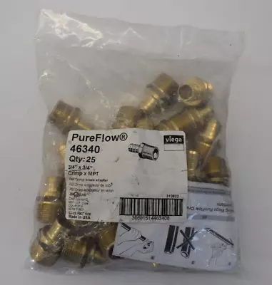 Lot Of 25 Viega PureFlow PEX Crimp Brass Adapters 3/4  X 3/4  Crimp X MPT 46340 • $35.99