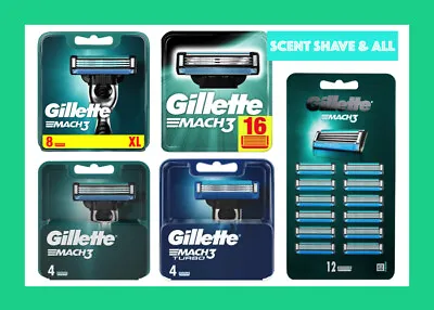 Gillette Mach3 Replacement Shaving Razor Blades Turbo New Genuine FAST FREE P&P • £8.95