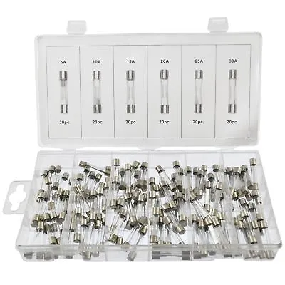 Glass Fuses Automotive Fuses 120pc Assortment Kit 5amp - 30amp AST21 • £8.68