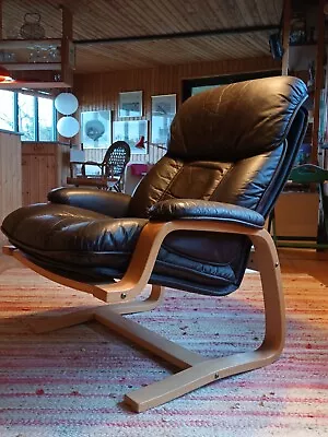 Relaxing Chair Vintage Leather Easy Chair 60er Westnofa Age Chair Danish 60s 68 • $409.95