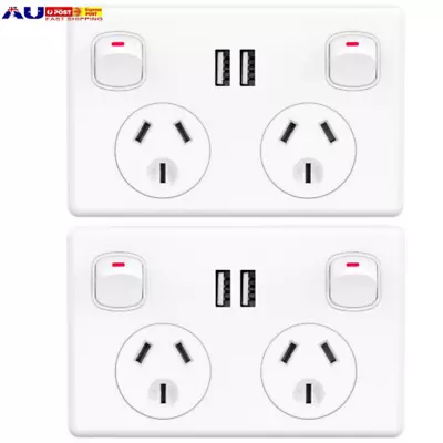 Dual USB 3.6 AMP 10A Power Point Socket Home Plug Switch Wall Outlet Supply 1-5X • $24.69