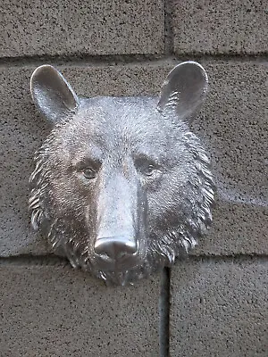 SILVER BEAR Head WALL MOUNT Decoration LODGE CABIN Log • $45.99