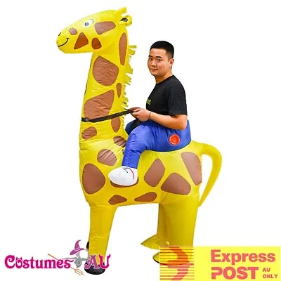 Mens Inflatable Giraffe Costume Halloween Yellow Carry Ride On Me Animal Party • $59.99