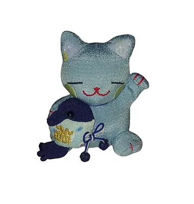 Kawaii Japanese Lucky Cat Fortune Neko Maneki-Neko 3  Plush Blue Fish  • $18.69