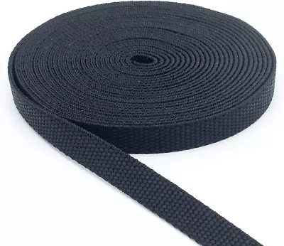 1/2 Inch Width Nylon Webbing - Medium Weight : 5 Yards 1/2  Strap  (Black) • $25.99