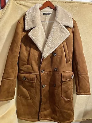 Zara Shearling Suede Peacoat. Men's Large • $80