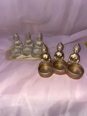 Latex Rubber Mould Trio Buddha Goddess Tea Light Candle Holder Mold Thai Buddhas • £10