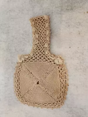 Small Beige Vintage Crochet Purse - 4 In X 4 In • $15