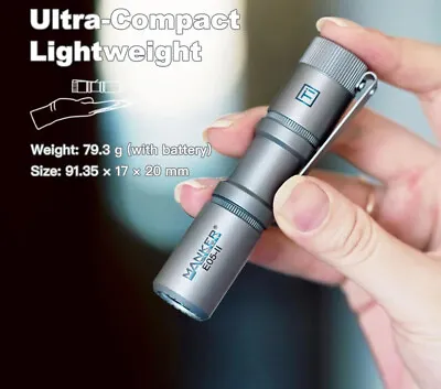 Mankerlight E05 II  Titanium TI Flashlight MAX 1300 Lumens EDC Mini EDC 14500 AA • $59.90