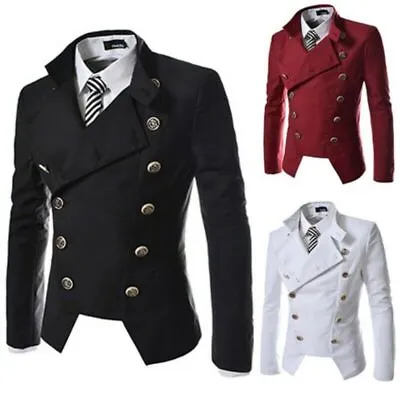 Men's Long Sleeved Double Breasted Standing Collar Jacket Jacket Jacket Top • $42