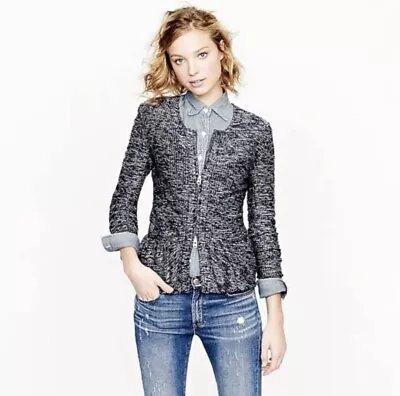 J. Crew Boucle Peplum Tweed Jacket Blue Size Small • $45