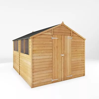 Waltons 10x8 Wooden Garden Shed Overlap Apex Storage Double Door Windows 10ft8ft • £661.49