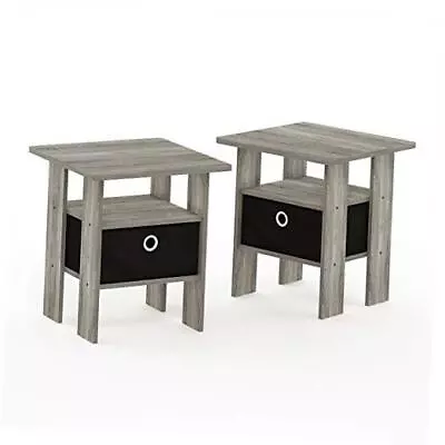  Andrey Set Of 2 End Table / Side 2-Pack Center Bin French Oak Contemporary • $63.29