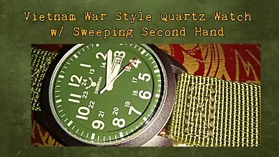 Vietnam War Style Quartz Watch W/ Sweeping Second Hand • $5