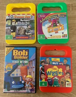 Lot Of 4 Kids DVDs Fireman Sam Barney Dinosaur Wiggles Bob The Builder EUC • $24.95